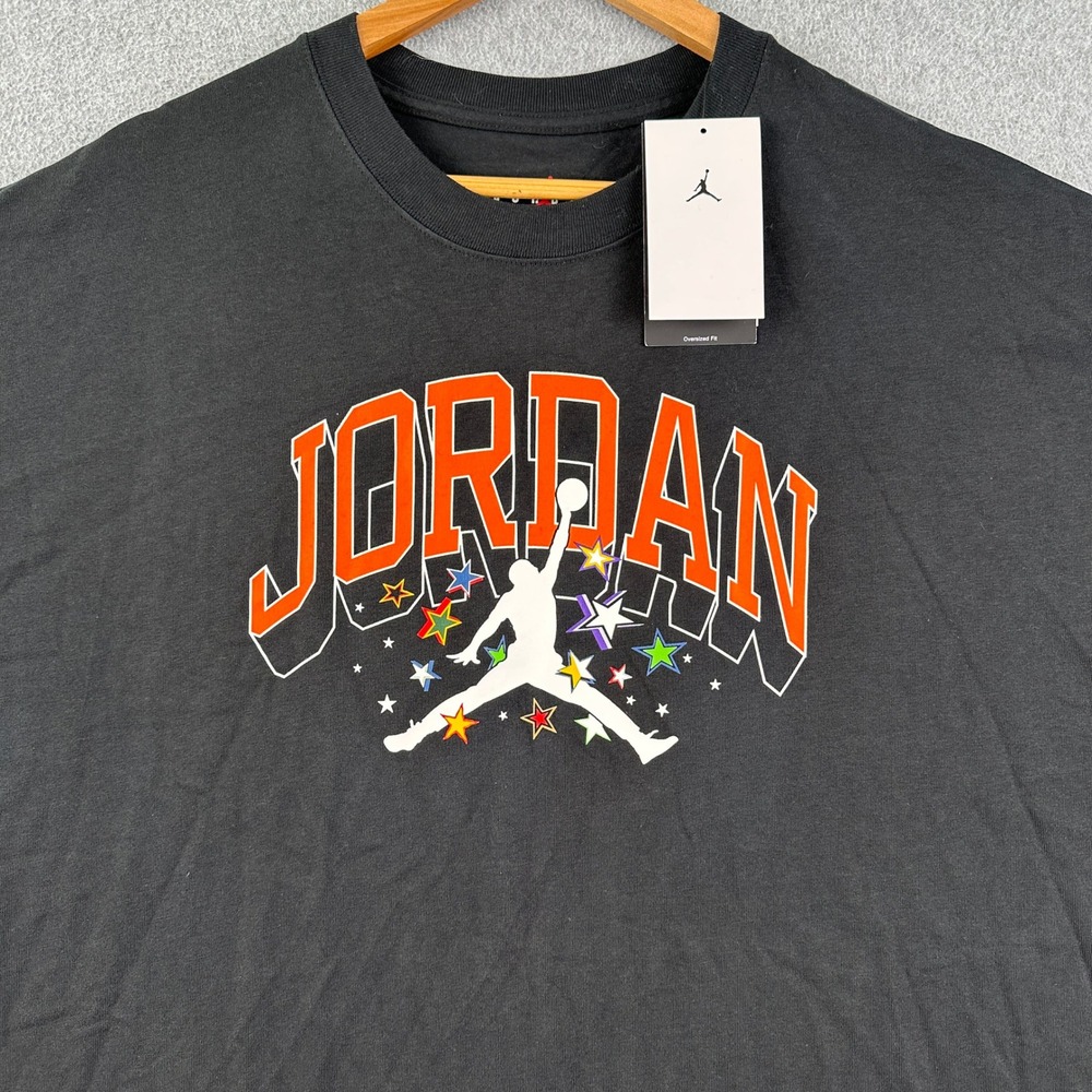 Jordan T-Shirt Womens XL FQ1325-010 Oversized Fit Black Graphic Basketball Nike